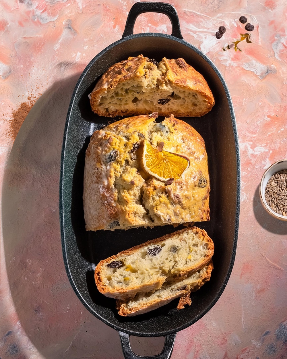 Caraway, raisin & orange sourdough bread