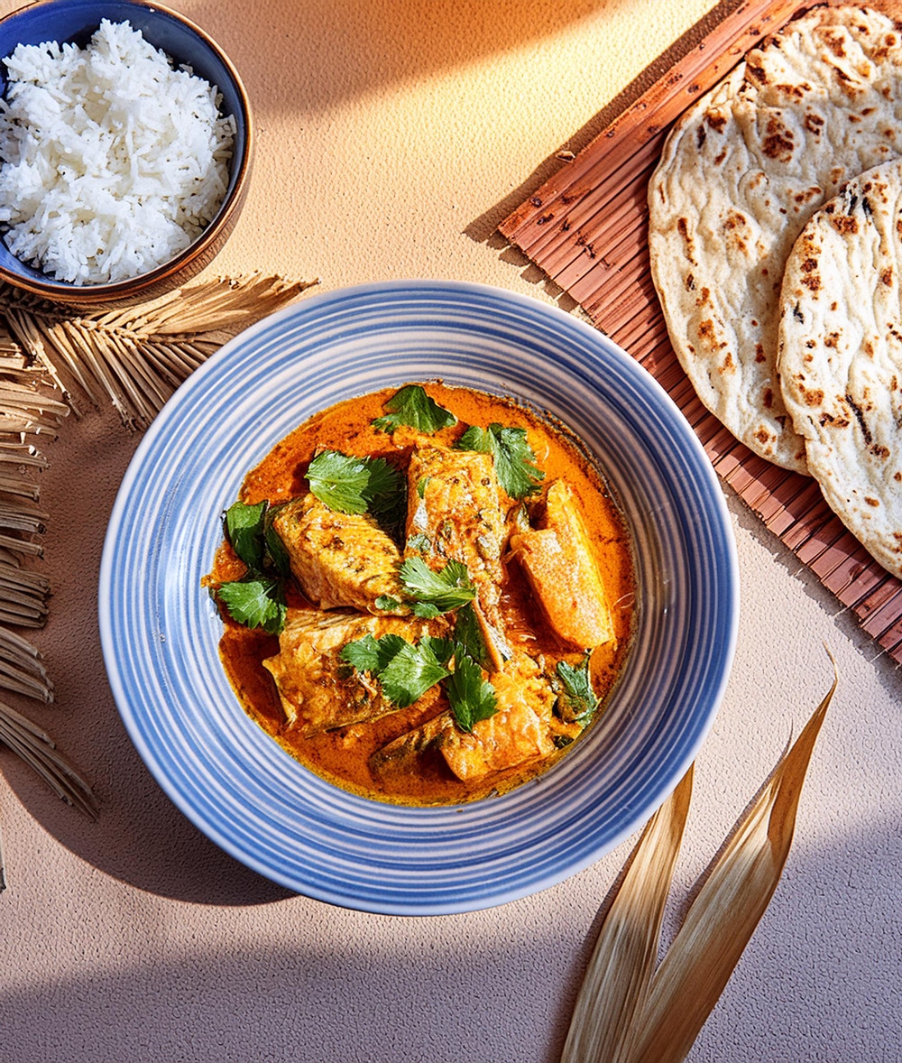 Cod curry with tamarind and curry leaves