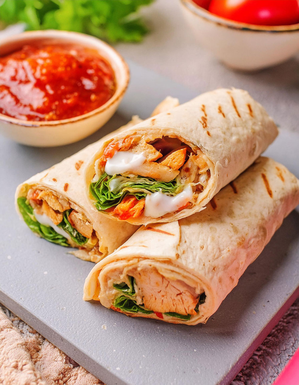 Easy to make herb & spice chicken wraps