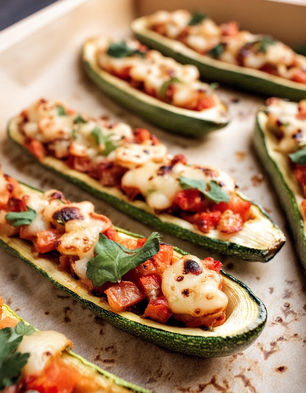 Spicy stuffed courgette
