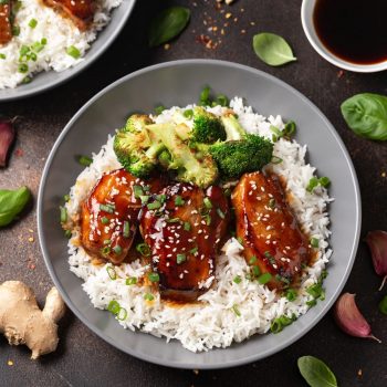 5 Spice Braised Pork Belly with Broccoli and Rice
